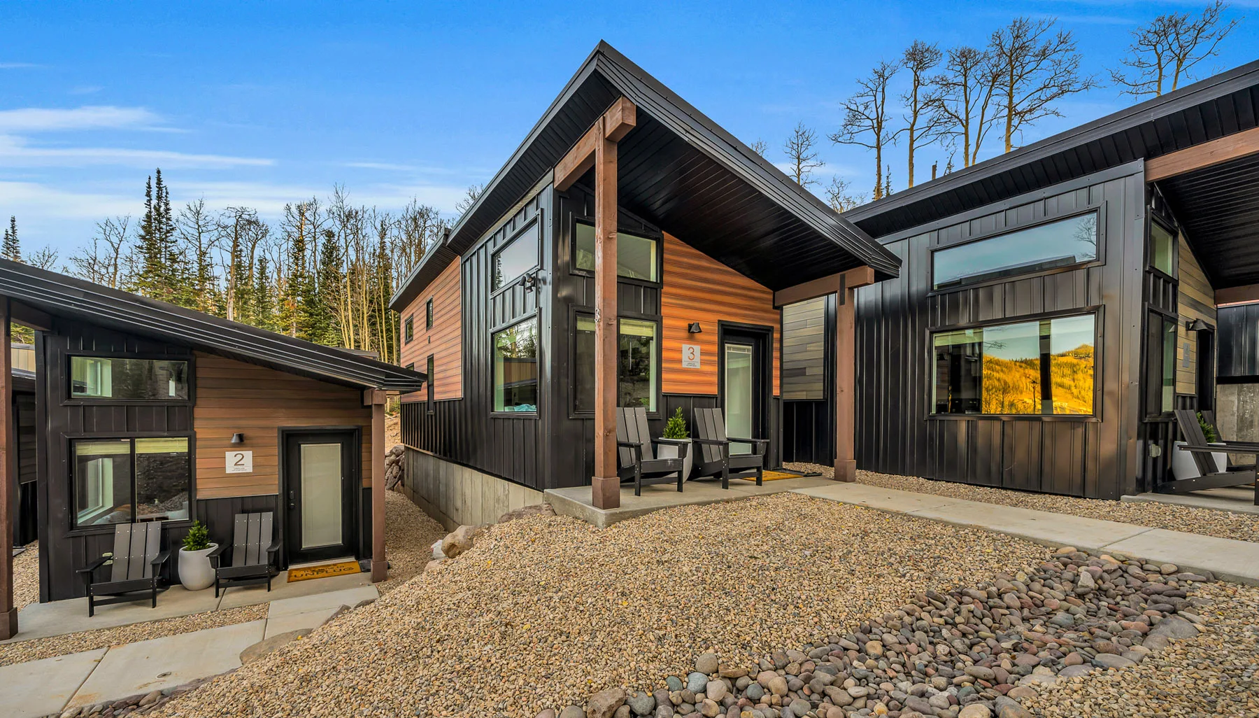 Modern cabins at Unplug Tiny Home Resort in Brian Head