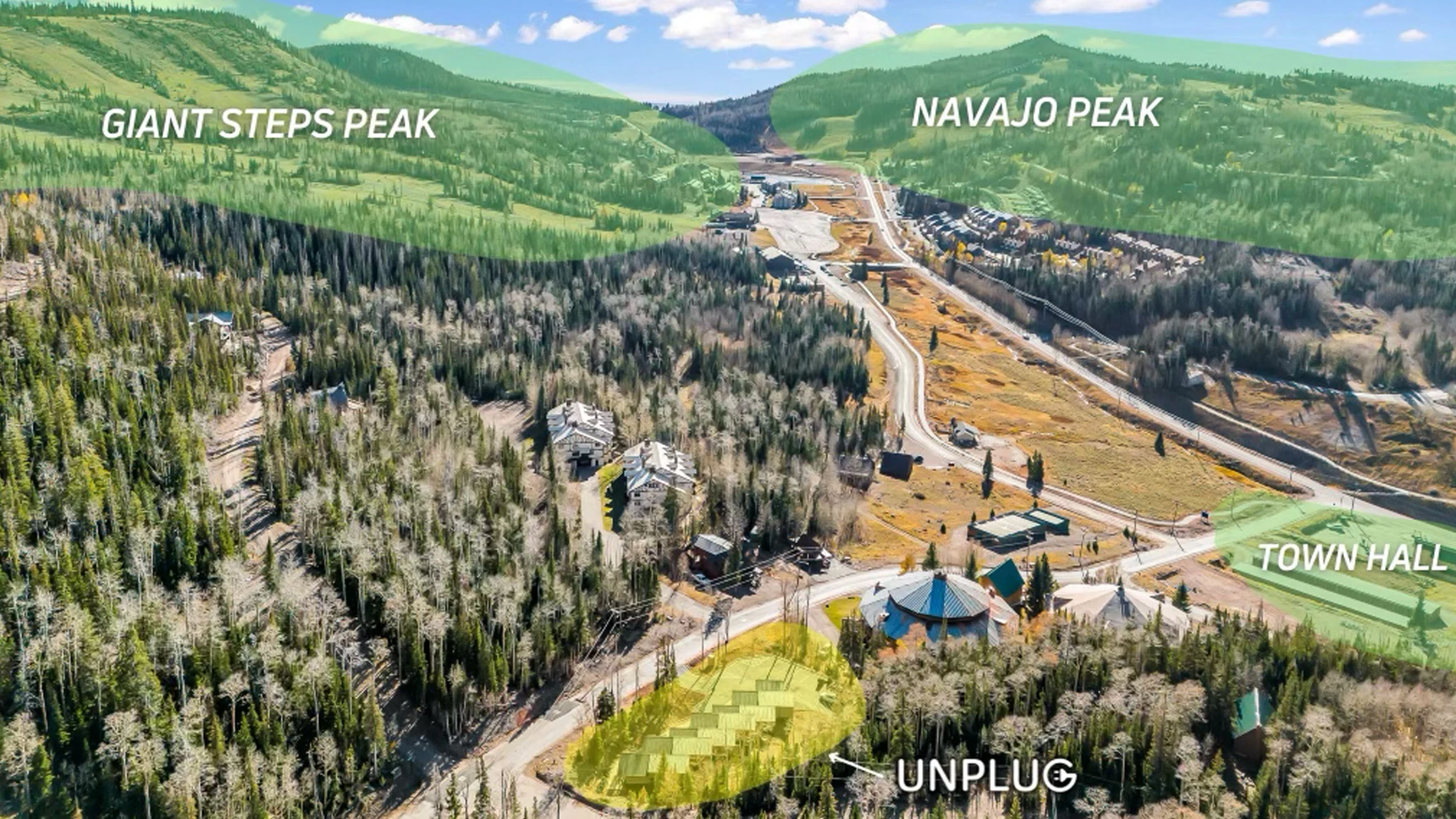 Owner-created drone map showing Unplug in the foreground with Giant Steps and Navajo mountain areas behind